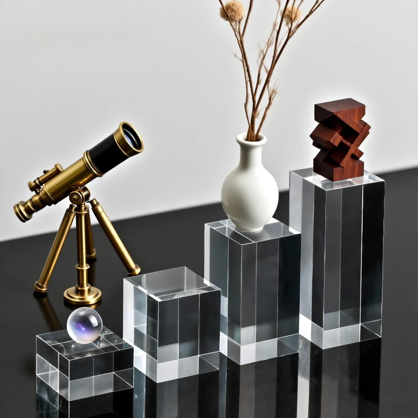 1PC Clear Acrylic Block Cube Column Step Riser Display Stand, Jewelry Perfume Display Holder Photo Studio Prop Showcase Base