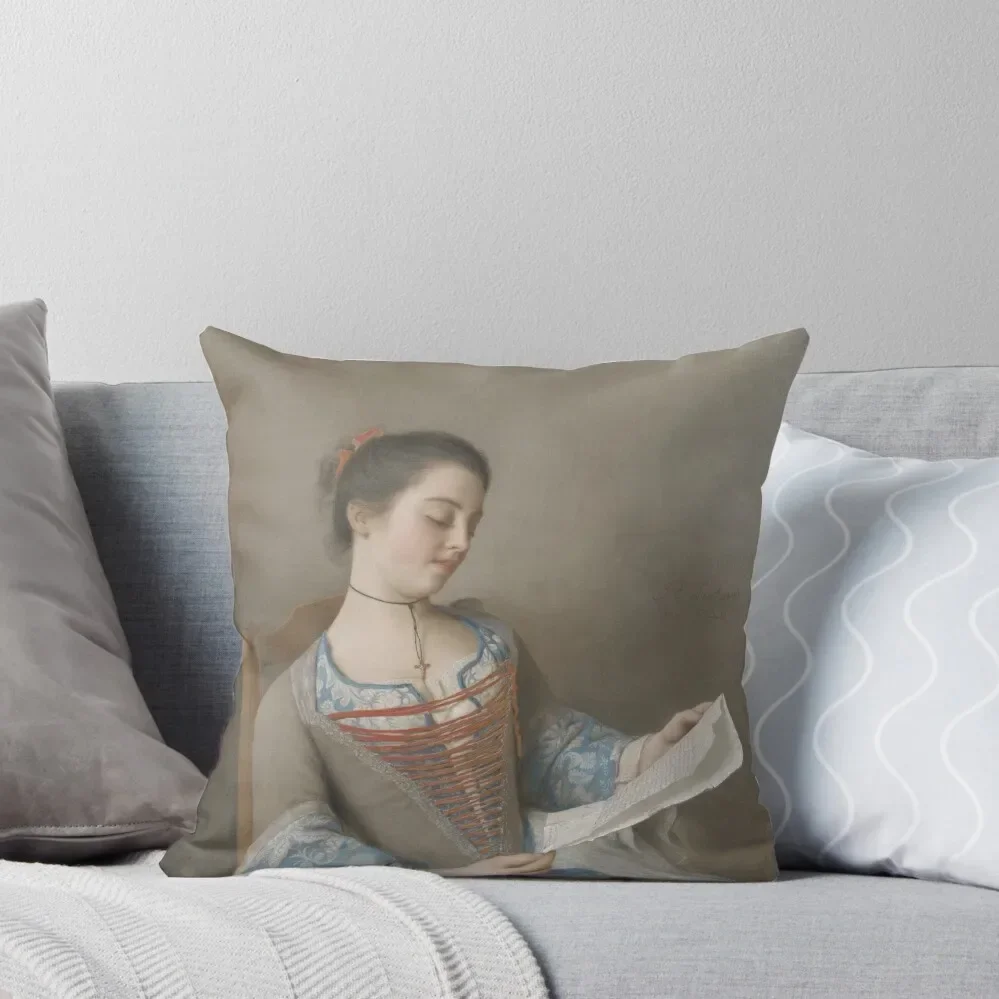 

Jean-Etienne Liotard - la Liseuse , 1746 Throw Pillow Couch Cushions luxury sofa pillows pillow