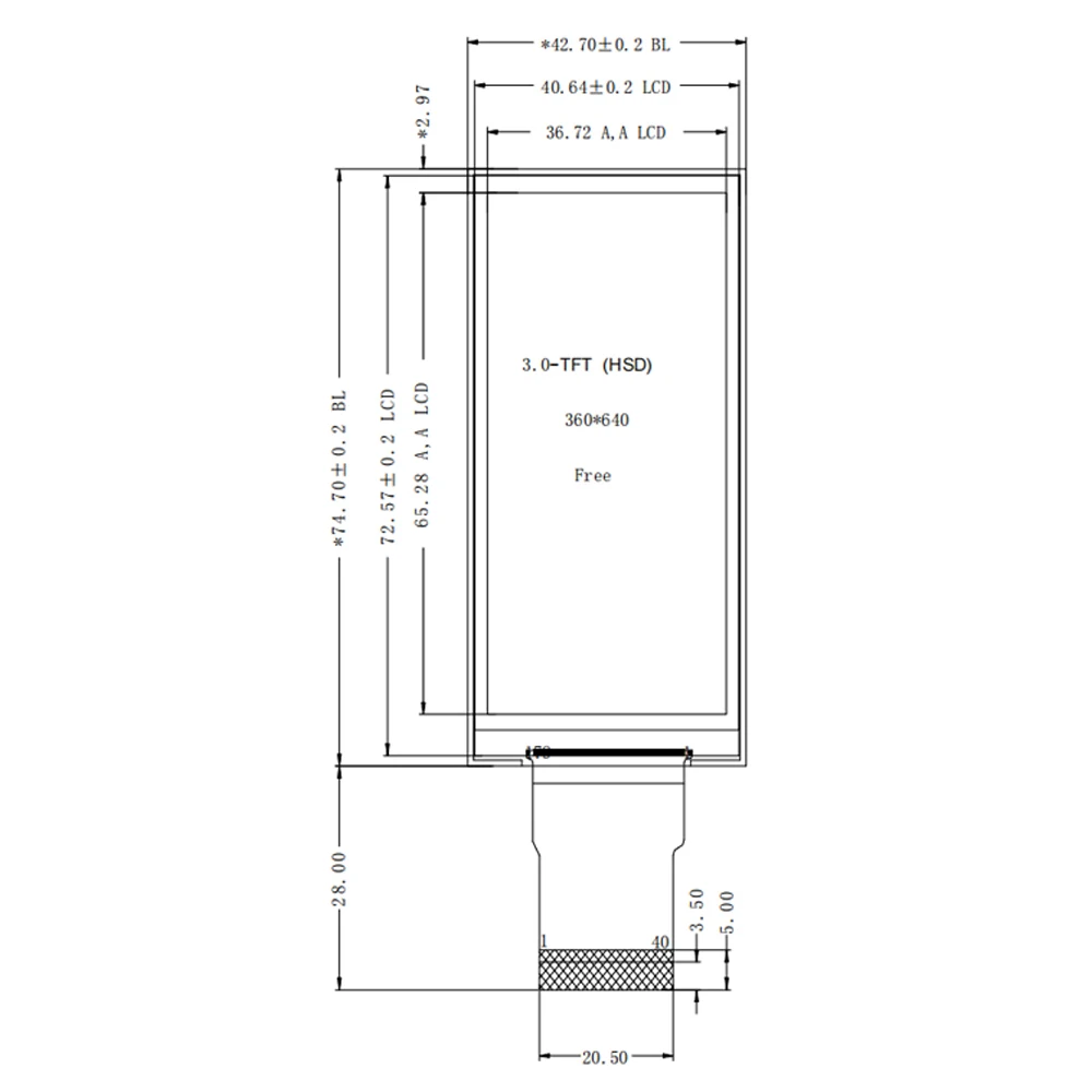 ST7701S Chip Driver schermo LCD TFT da 3.0 pollici 360*640 modulo Display angolo di visione completo interfaccia RGB/MIPI 40pin 2.8V