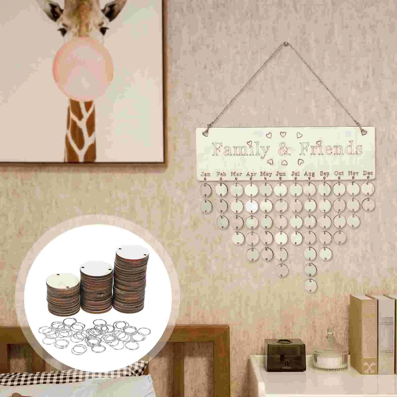 Verjaardagskalender Houtsnippers Wandkalenders Mini Office Digitale Circle Sticker Labels