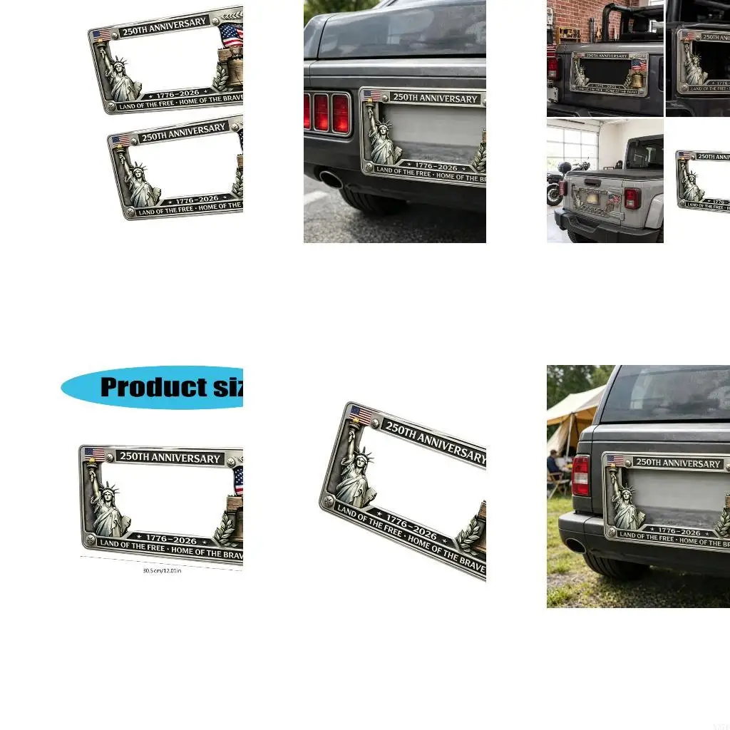 

250Th Anniversary Flat Design License Plate Holder Perfect For Patriotic X37F