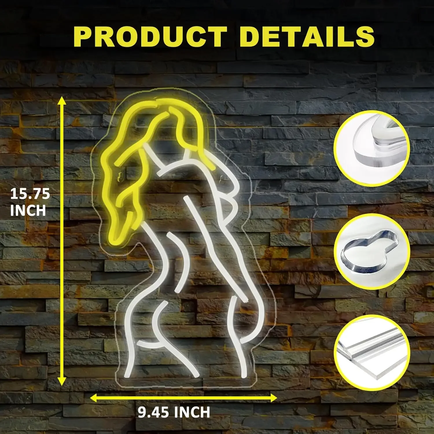 Lady Back LED Neon Sign USB Dimmable Neon Light Sign for Gameroom Bedroom Bar Livingroom Birthday Party Gift Wall Decor