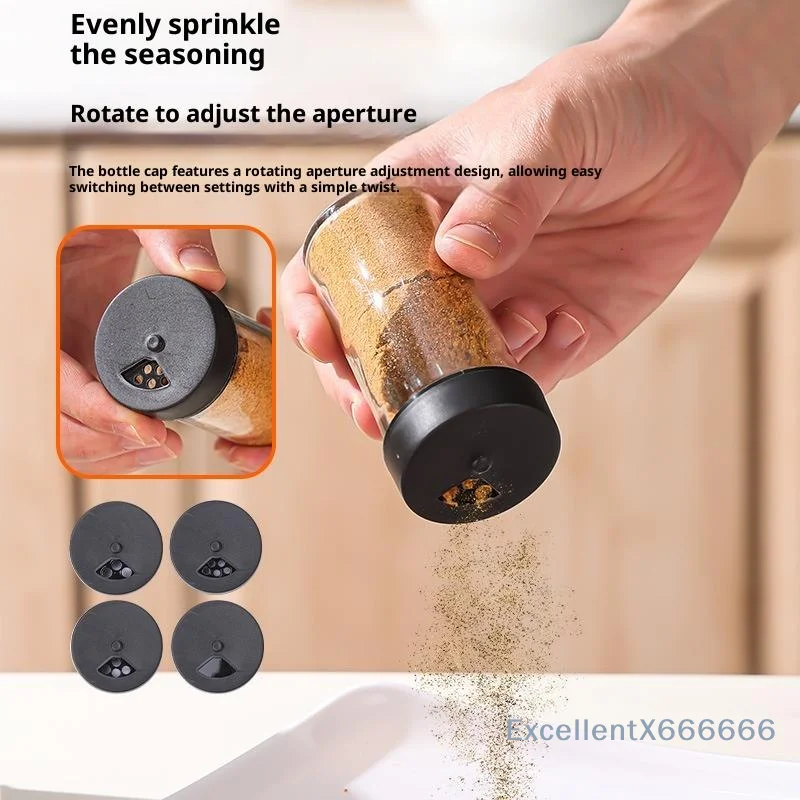 1 Set Spices And Seasonings Kit With Rack 6-Jar Revolving Spice Rack Countertop Seasoning Organizer Spice Pots Storage Containe