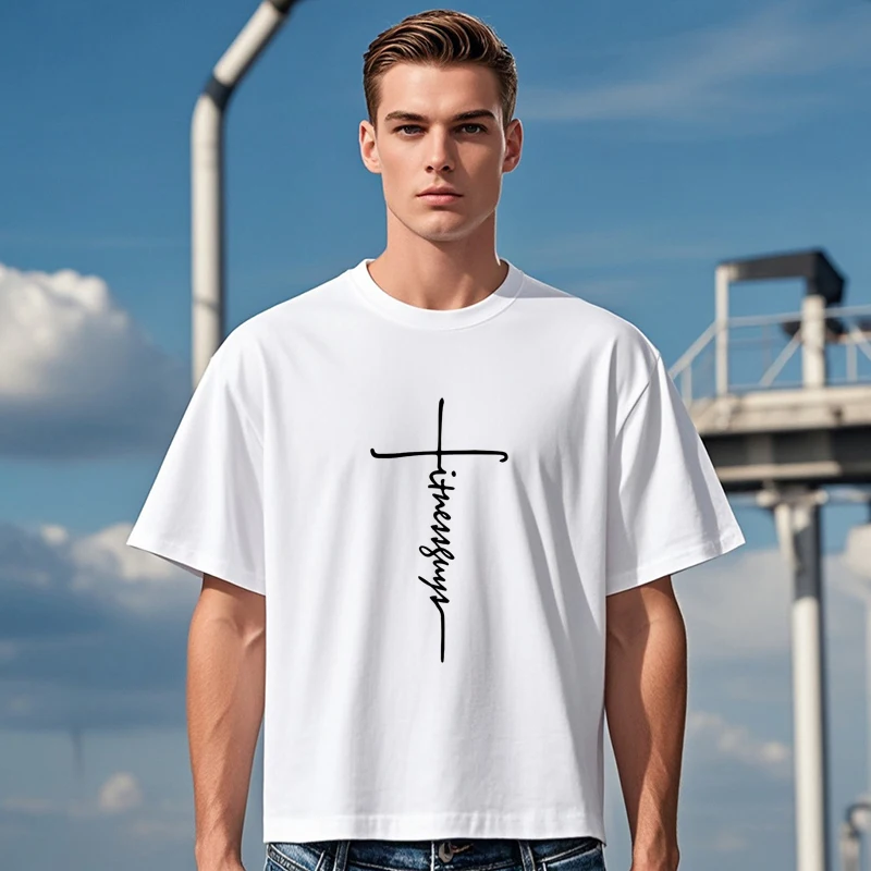 

Mens Summer O Neck Loose New Fashion Oversized Boxy Fit T-shirts Tops Tees Heavyweight 240GSM 100% Cotton Half Sleeve T Shirts