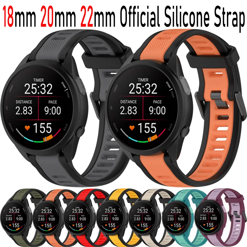 18mm 20mm 22mm Official Silicone Strap For Garmin Forerunner 165 55 265S 965/Active 5/Vivomove 3S Trend Soft Wristband Venu 3/2