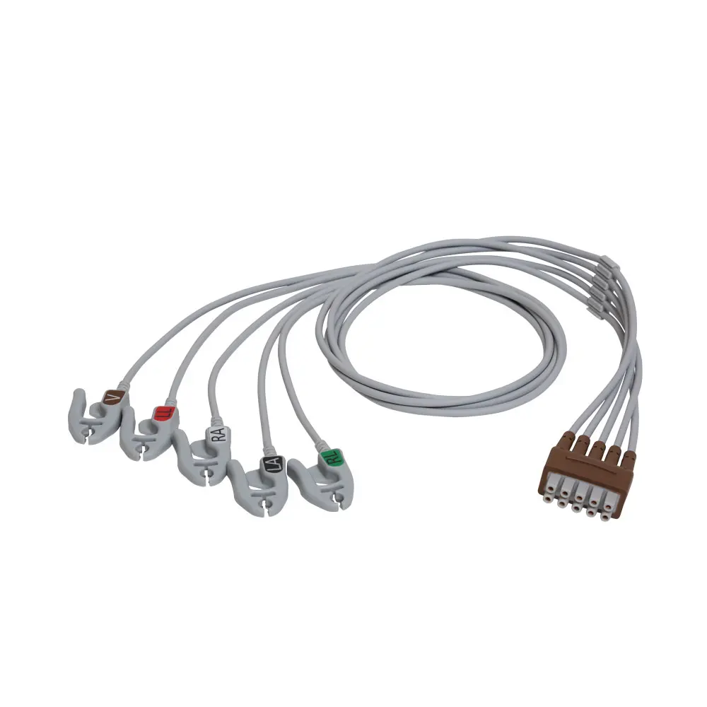 For Vyaire GE Original Multi-Link ECG Leadwire Replaceable Set 5-lead Grabber AHA 74cm/29in REF: 414556-001