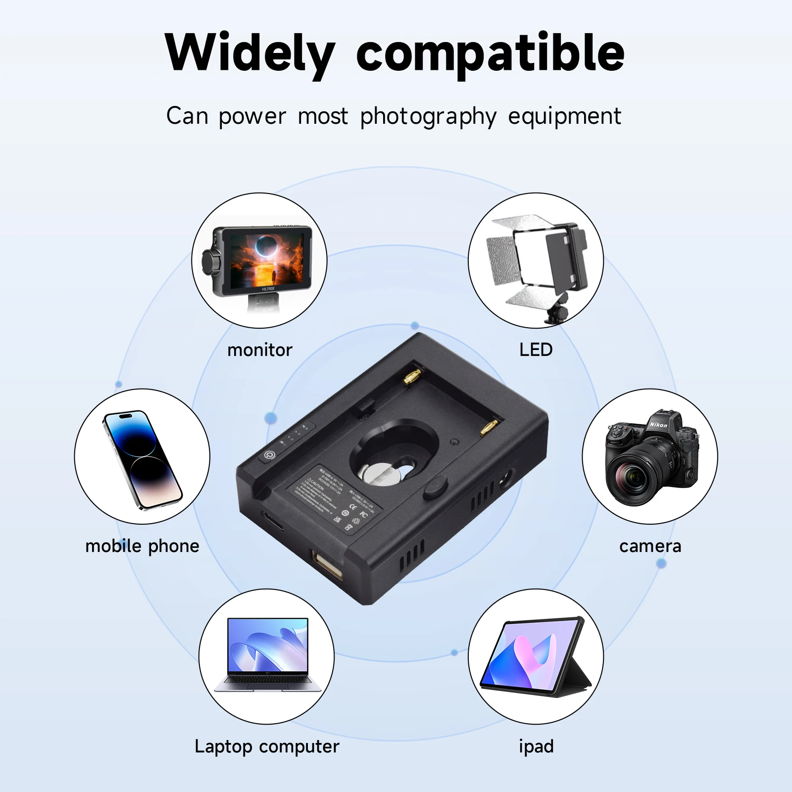 NP-F550 F750 F970 Battery+NP-F Battery Charger Battery Adapter Plate with DC12V DC8.4V USB Output for Camera ,LED Light ,Monitor