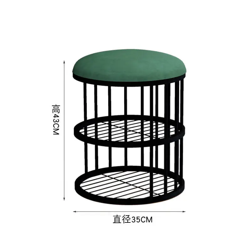 

Light Luxury Change Shoes Stool Chair Sofa Round Stool With Metal Shoe Rack Shoe Organizer Shoe-Shelf Furniture Home