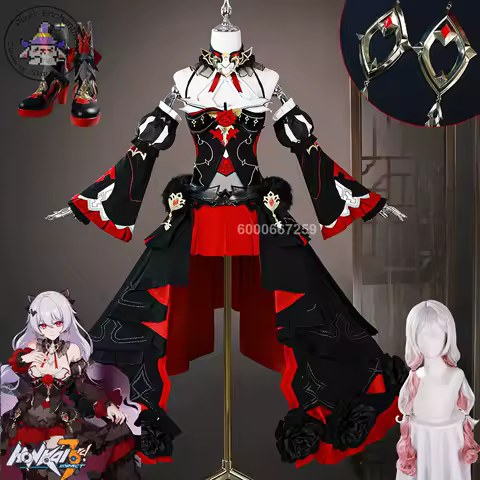 Game Honkai Impact3 Theresa Apocalypse Cosplay Costume Anime Red Lolita Dress Wig Shoes Full Set for Women Comic Con Role Play