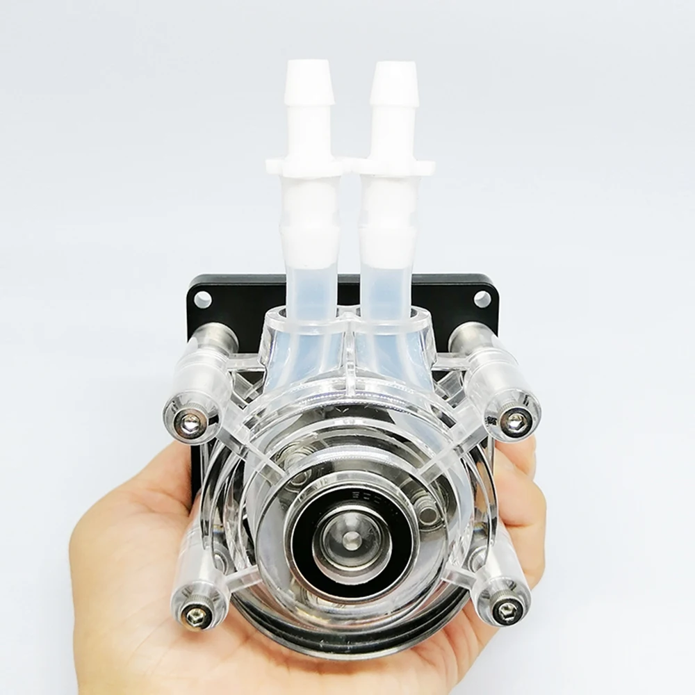 GROTHEN DC 24V مضخة تمعجية كبيرة معدل تدفق مضخة الجرعات السائلة 3000 مل / دقيقة 3 بكرات مع أنبوب BPT المكرر للطعام