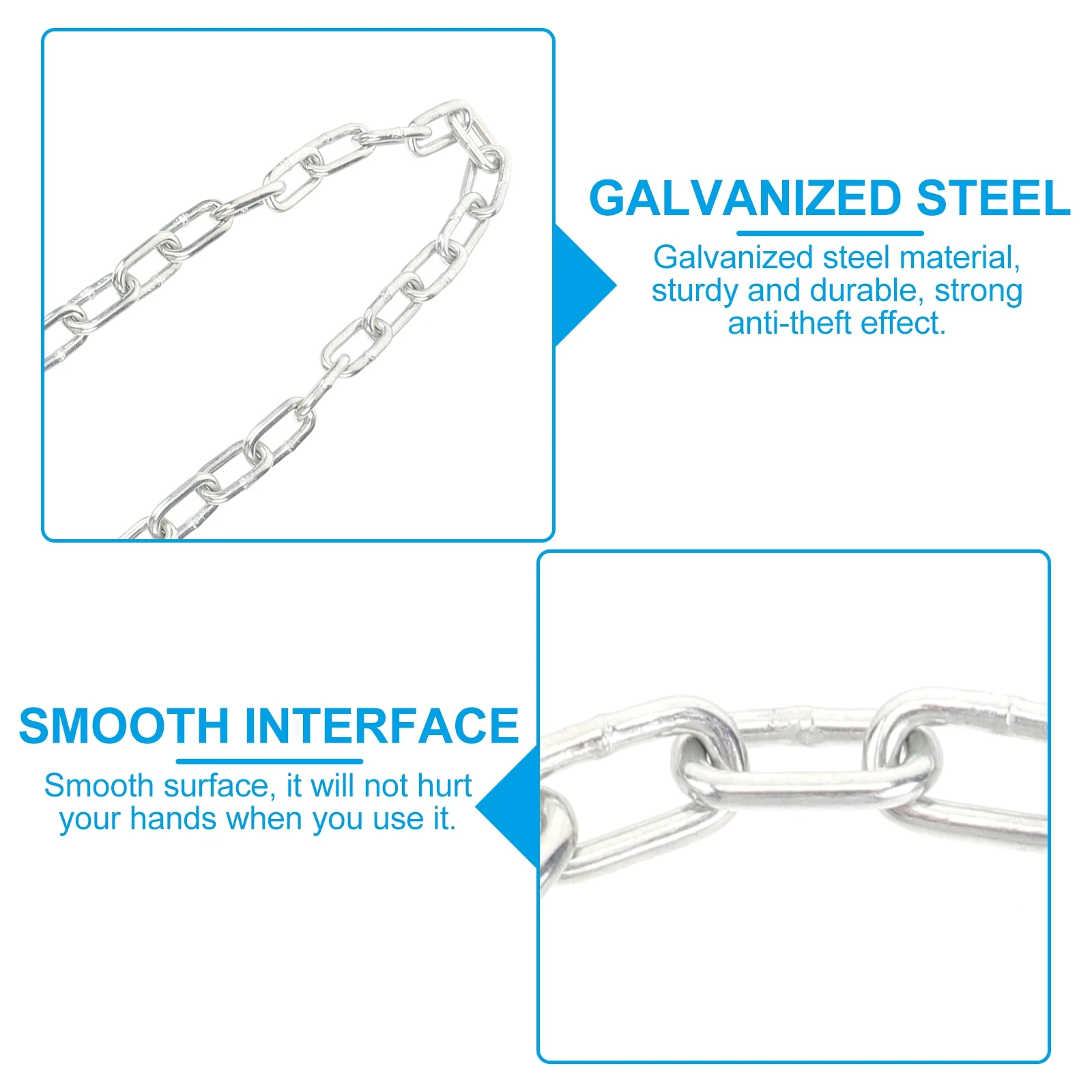 

1Set Sturdy Durable Bike Lock Chain Antitheft Door Chain Guard Smooth Surface Home Security Car Accessory Silver