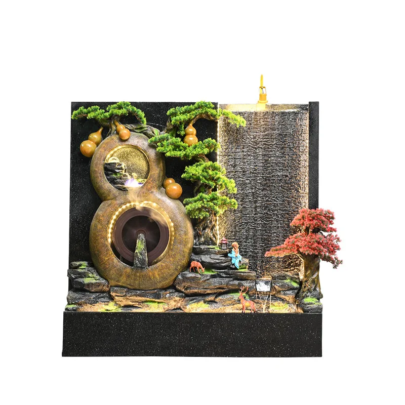 water curtain wall, running water curtain screen, living room and office partition, entrance water feature circulating fish tank