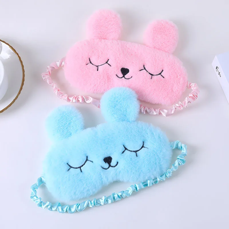 Cute Cartoon Rabbit Plush Sleeping Eye Mask Comfortable Sleep Mask Sleep Aid Traveing Home Shading Light Eye Cover Eyeshade