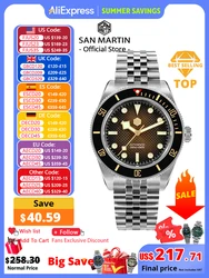 San Martin 3D Waffle Dial New 40mm Dive Watch NH35 Men's Watches Automatic Mechanical Sapphire Waterproof 200m Luminous SN0128