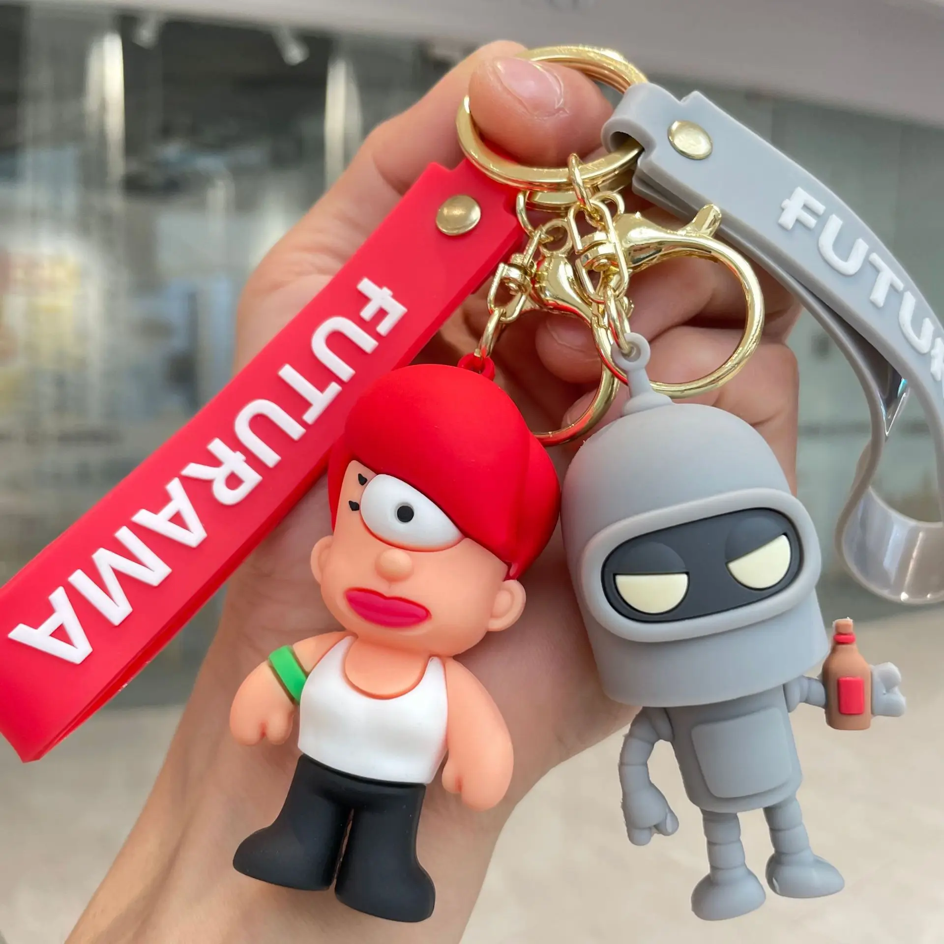 Futurama Keychain for Car Keys Anime Accessories Key Chain Doll Bender Robot, Fry, Leela, Zoidberg Key Ring Charm Gift Wholesale