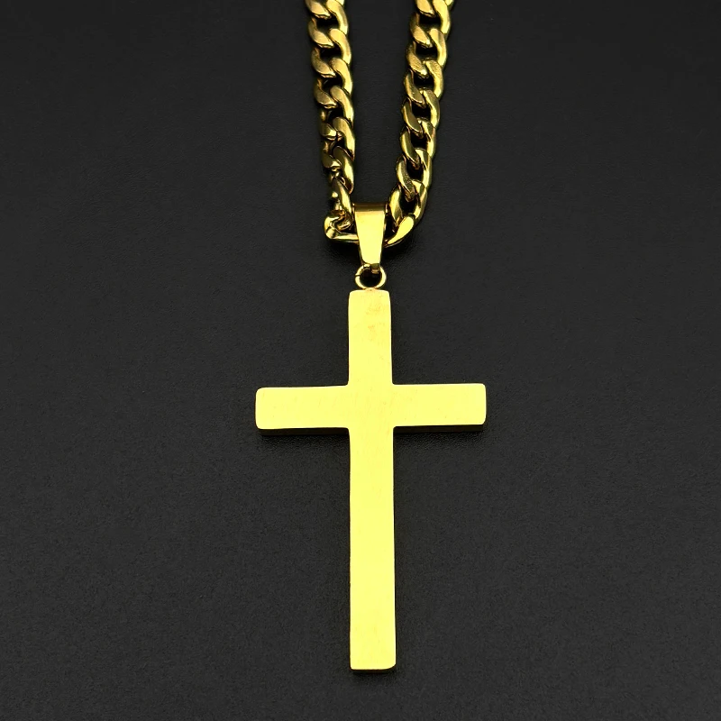 كريستيان الصليب الفولاذ المقاوم للصدأ يسوع المسيح الراين قلادة قلادة للرجال الذهب اللون الهيب هوب سلسلة القلائد مجوهرات #4