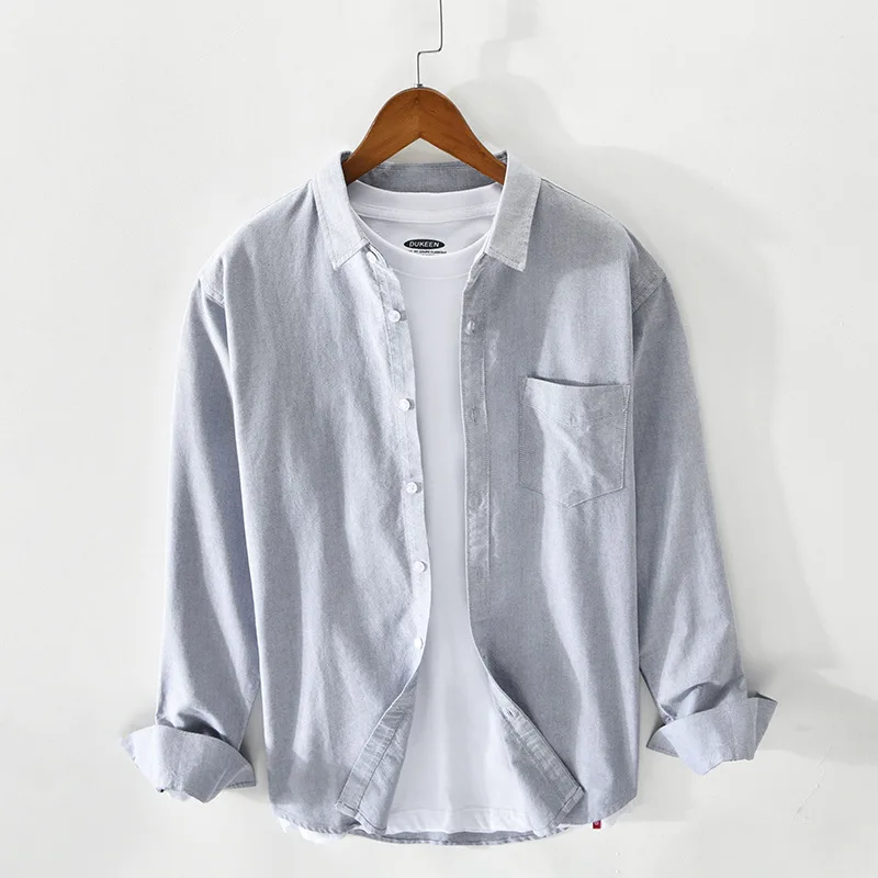 

Men's Oxford Cloth Cotton Shirt Pure Color Casual Style Long Sleeve Collar Classic Fit Comfortable Breathable Fashionable