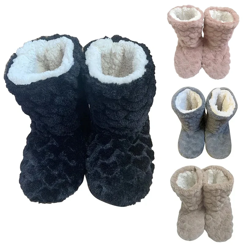 Winter Women Slippers Shoes Autumn Couple Floor Socks Adult Non-Slip Thickening Velvet Indoor Dance High-Tube Slippers Female