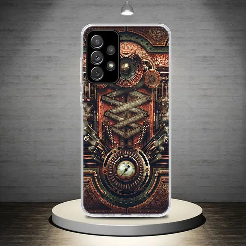 Steampunk Gear Mechanical Phone Case Cover For Samsung Galaxy A55 A54 A52 A53 A15 A14 A12 A13 A25 A24 A22 A23 A35 A34 A32 A33 A0