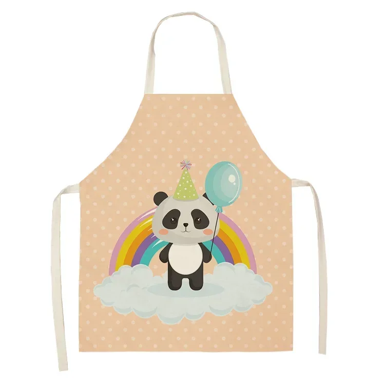 Cartoon Cute Panda Sleeveless Print Apron Children Adult Family Dinner Anti-dirty Apron Home Cleaning Tools Waist Accessories