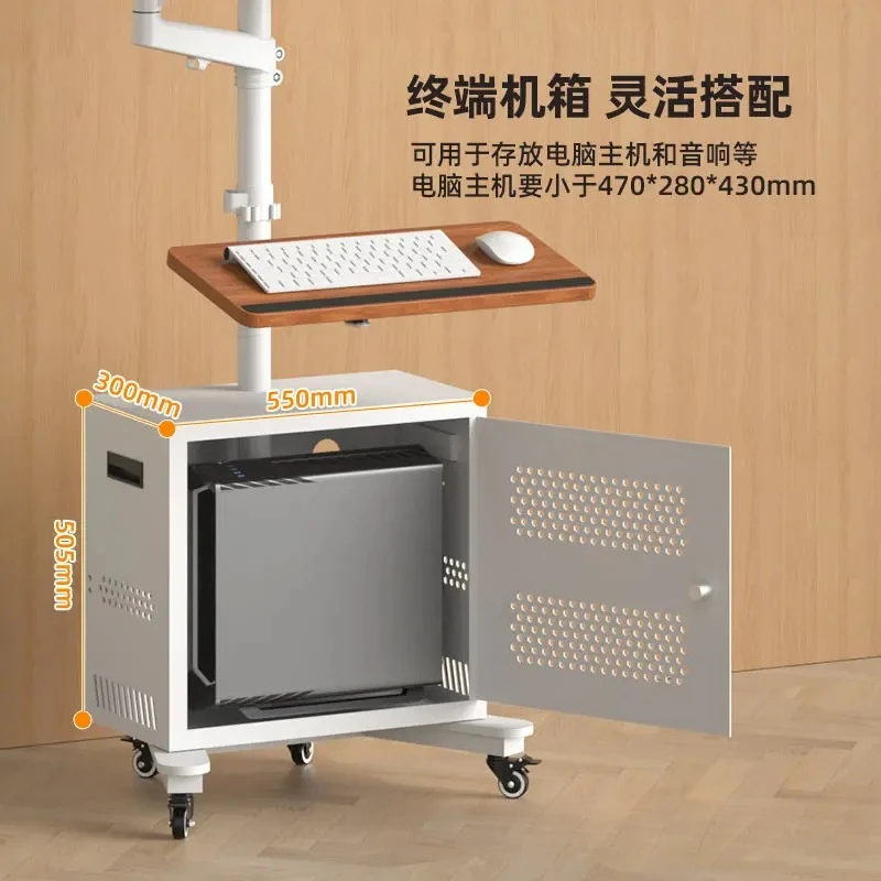 lazy lying down notebook bracket with keyboard stretching computer rotation Monitor floor-to-ceiling white mobile bracket