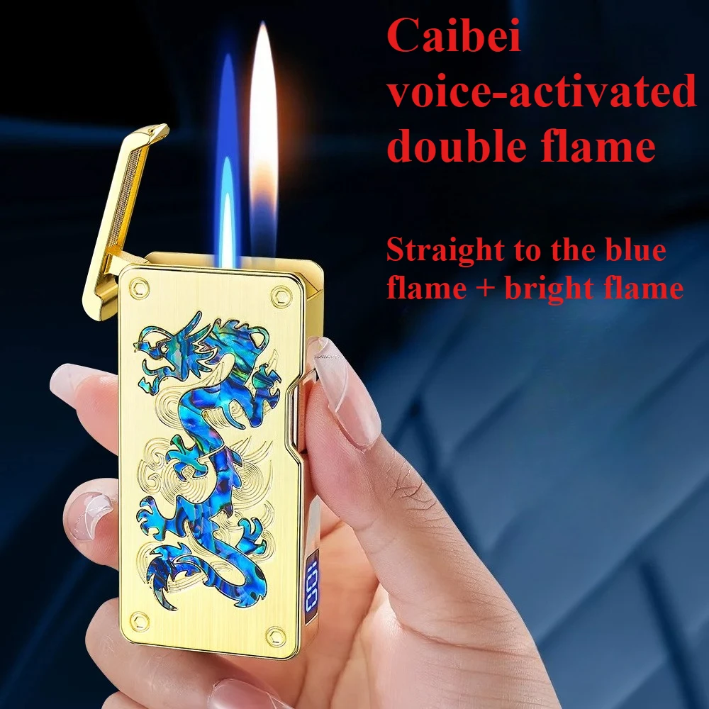 

Popular technology voice-controlled lighter dual flame switch ignition high-end direct-flush inflatable lighter