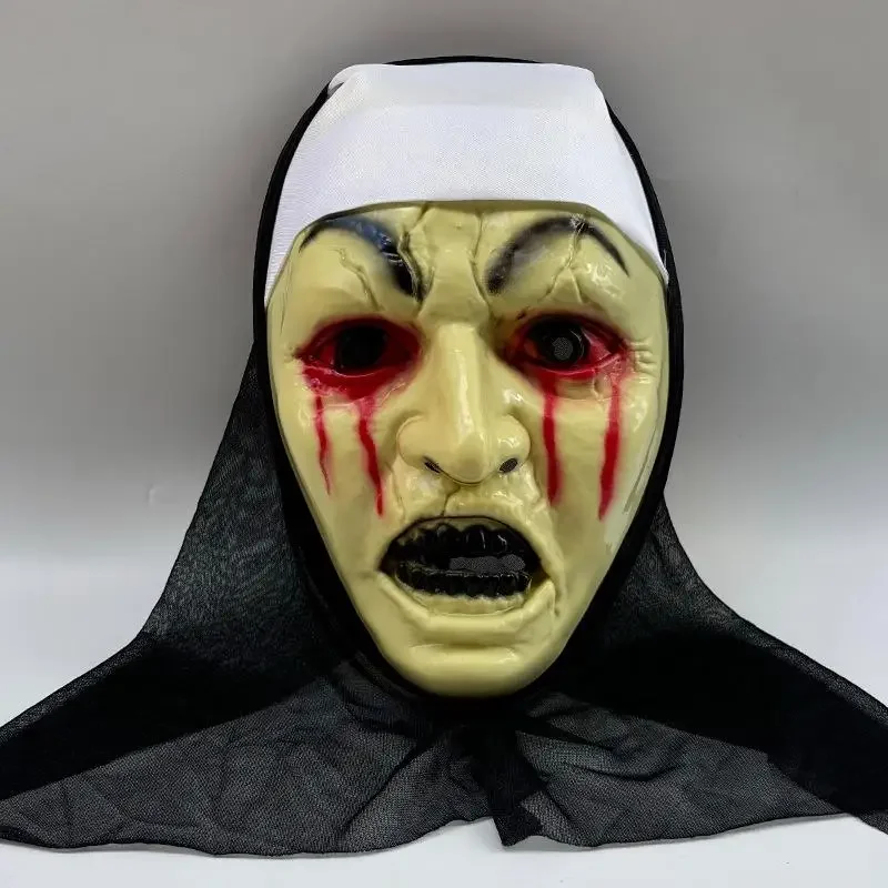 Máscara de Halloween, nueva disfraz de monja asustadora, fiesta, látex sintético, accesorio de estilo callejero, detalles realistas, eventos temáticos de terror