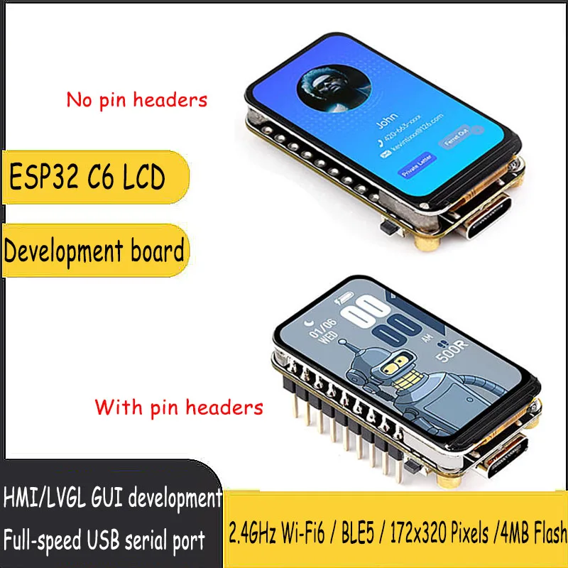 

ESP32 C6 Development board 262K color ST7789 1.47-inch LCD display suitable For Arduino WiFi6/BT/LVGL/HMI on-board SD-Port/RGB-L