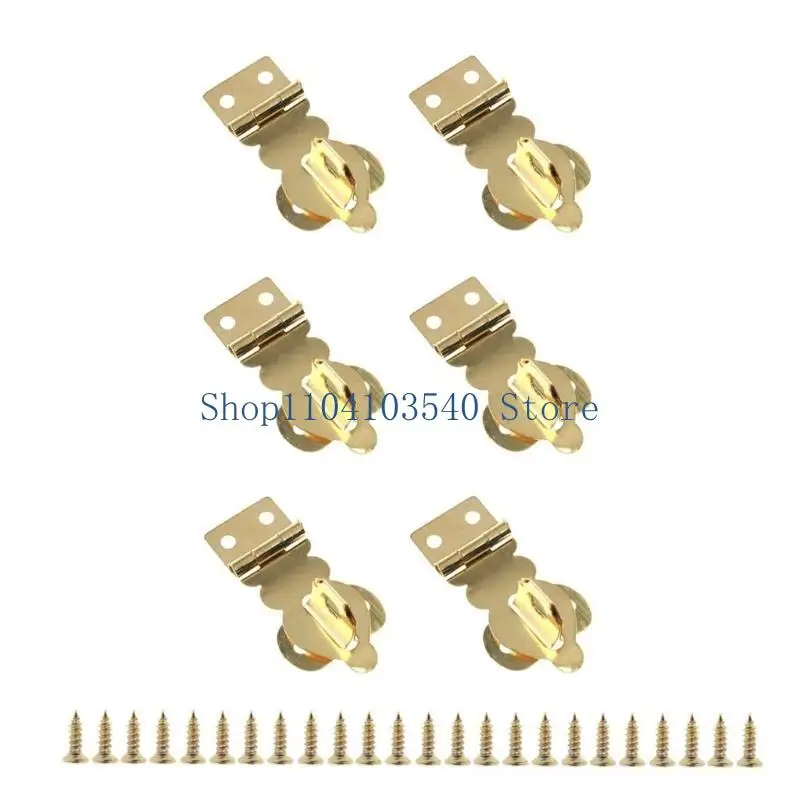 02DC 6PCS GOLD HASP LOCK MINI BRASS LANCHES FACKES FOR CIRCELETS & LAGGAGE