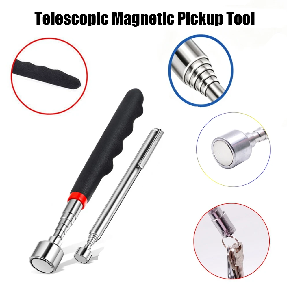 Retractable Magnetic Pickup Tool Metal Magnetic Suction Stick Retractable Magnetic Pickup Magnetic Wand Metal Pickup Stick Auto