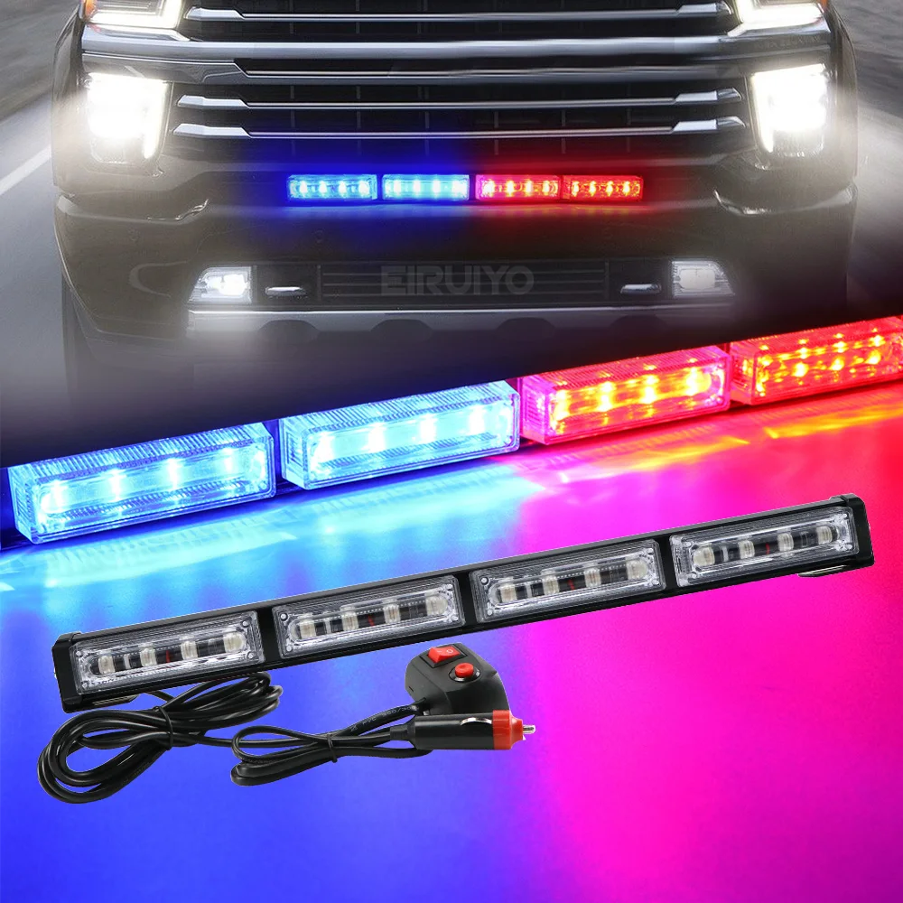 LED Strobe Lights For Auto Emergency Grill Warning Lamp 16 Led Windshield Bar Traffic Advisor Flashlight Car Accessories
