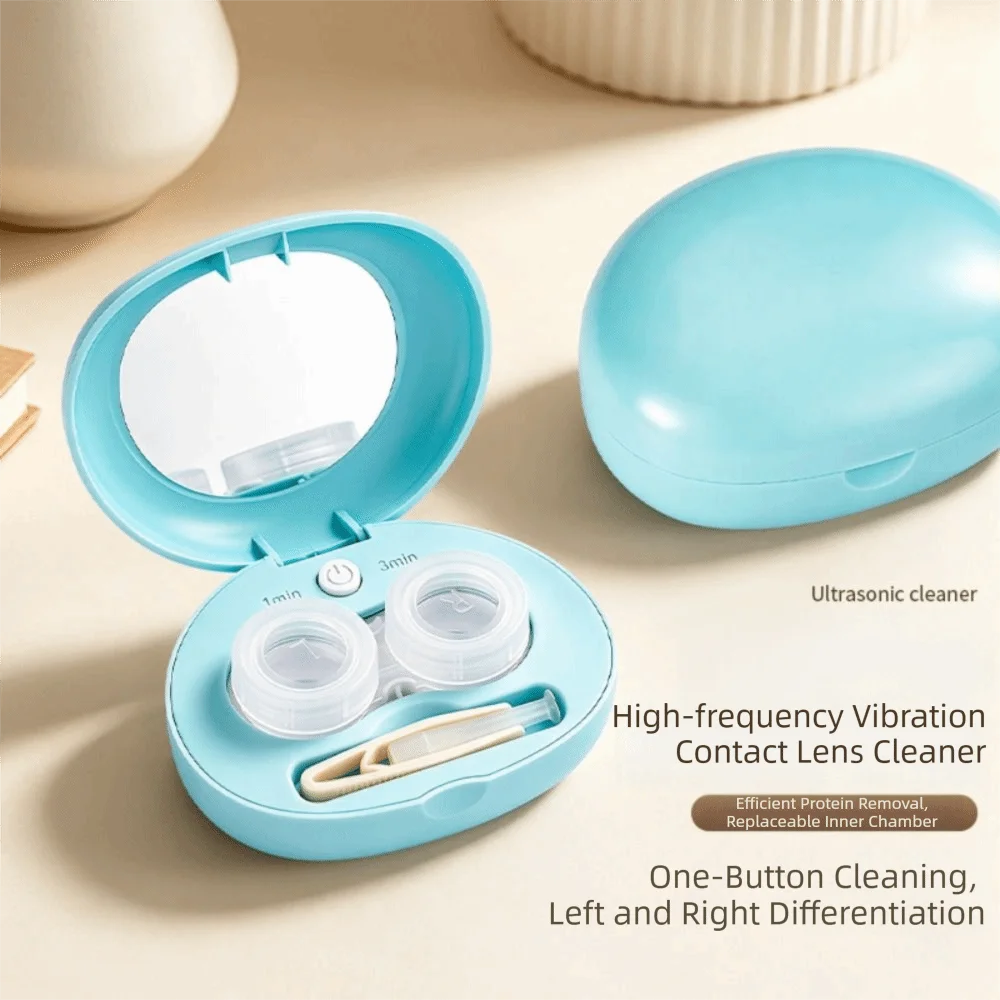 Electric Ultrasonic Contact Lens Cleaner Portable Rechargeable Contact Lens Cleaning Machine Deep Cleaning Fully Automatic