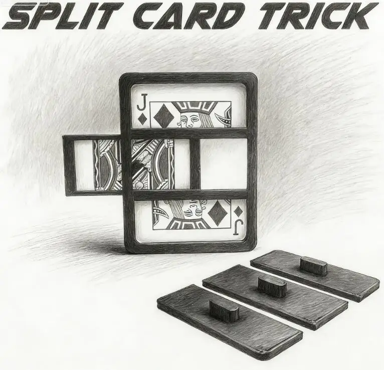 Split Card Trick Magic Tricks Selected Card Splits Into Three Pieces Broken and Restoration Magia Close-up Illusions Gimmicks