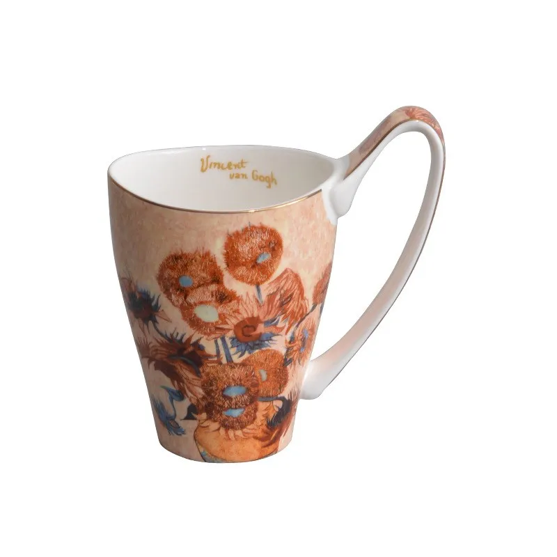 Van Gogh Vincent Les Tournesols Girasoli Tazza dorata Tazza dorata Tazza da caffè Tazza da latte Doratura Tazza in porcellana Tazza in ceramica