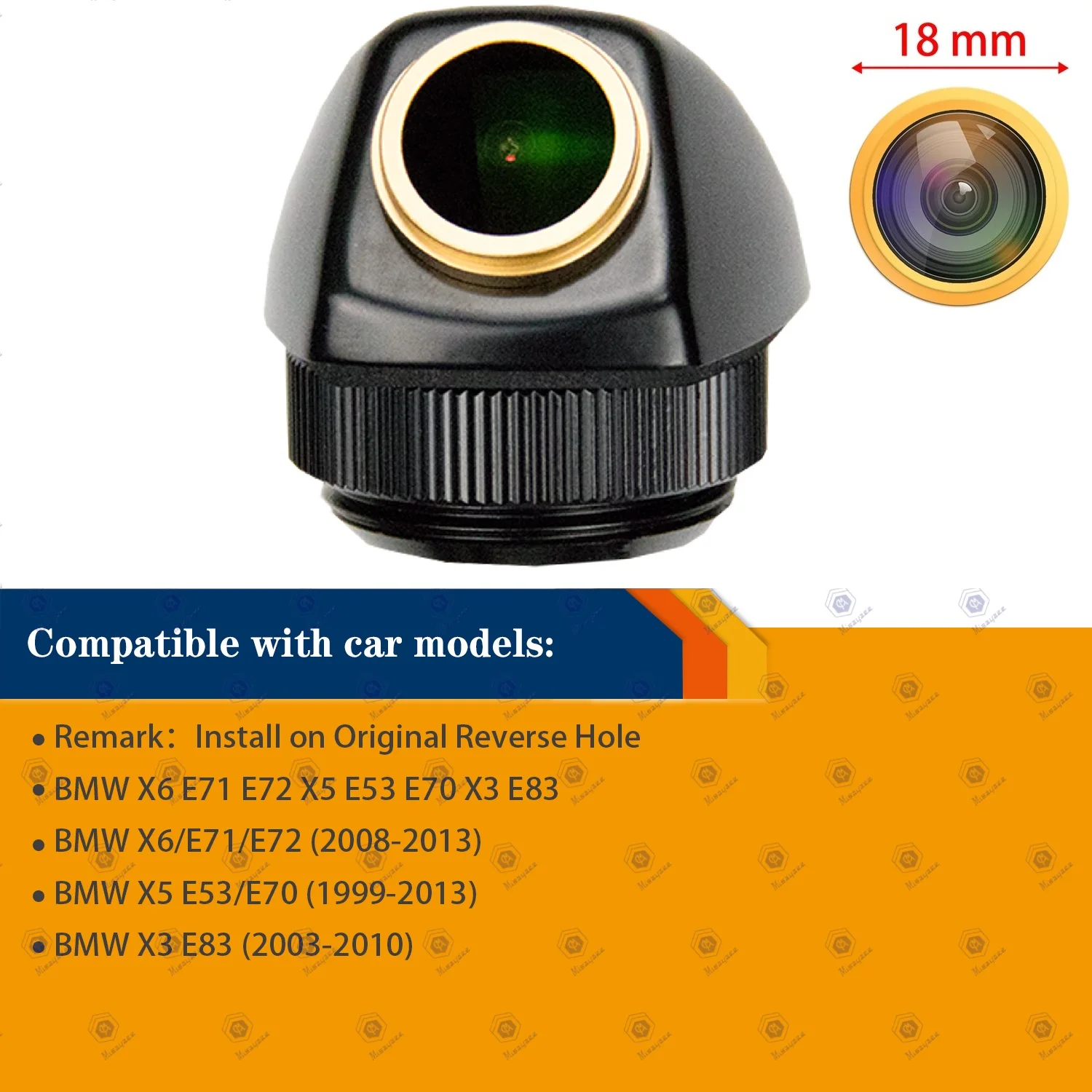 Misayaee Rear View Camera for BMW X3 E83 X5 E53 E70 X6 E71 E72,HD 720p Night Vision Waterproof Original car reserved hole Camera