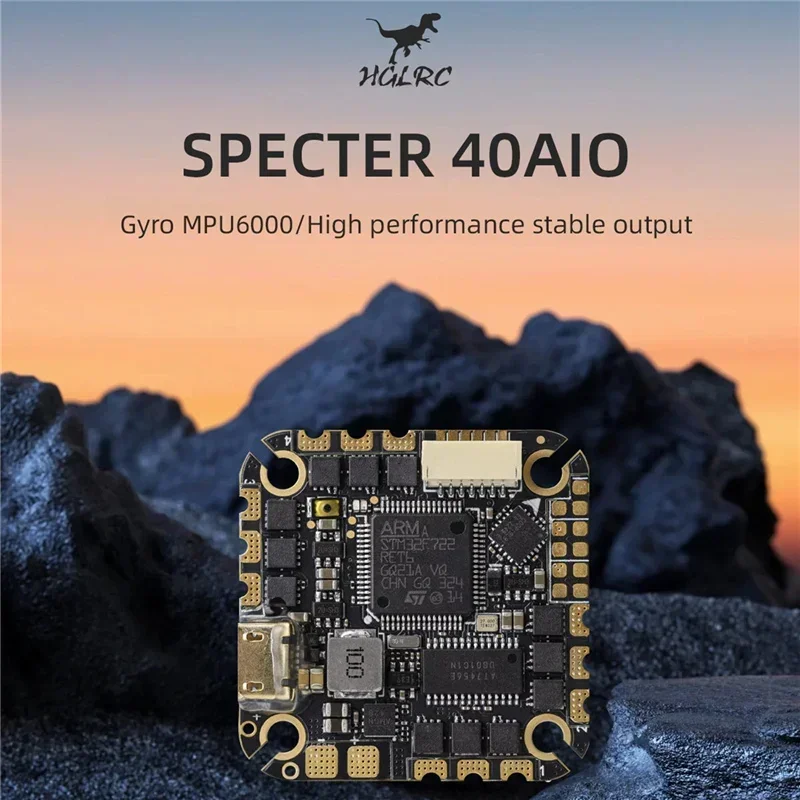 HGLRC SPECTER 40A AIO Flight Controller 4-6S, F722 All-in-One FC MPU6000 Gyro, 40A Bluejay ESC, for 2-4 Inch Toothpick FPV