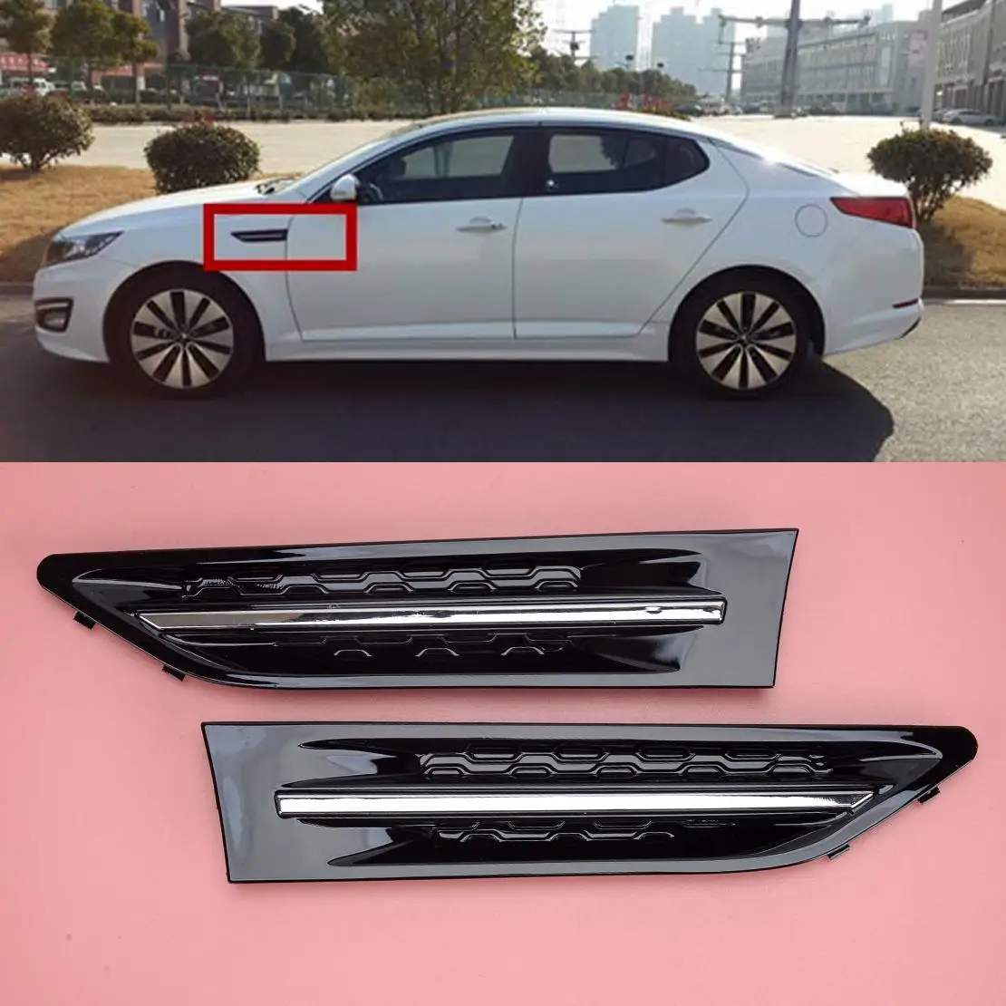 877722T000 877712T000 1 Pair Car Left Right Front Side Fender Grille Molding Vent Garnish Trim Fit for Kia Optima 2011-2014 2015