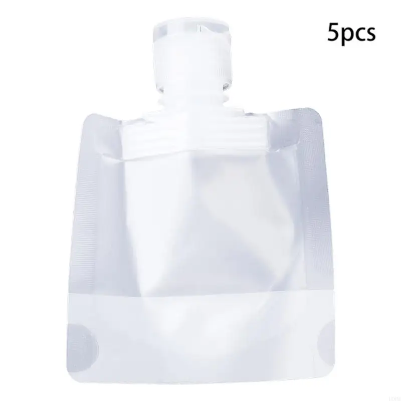 U0DE 5 قطع حاوية لوشن قابلة للضغط وقابلة لإعادة الملء وجل استحمام شفاف وحقيبة فارغة
