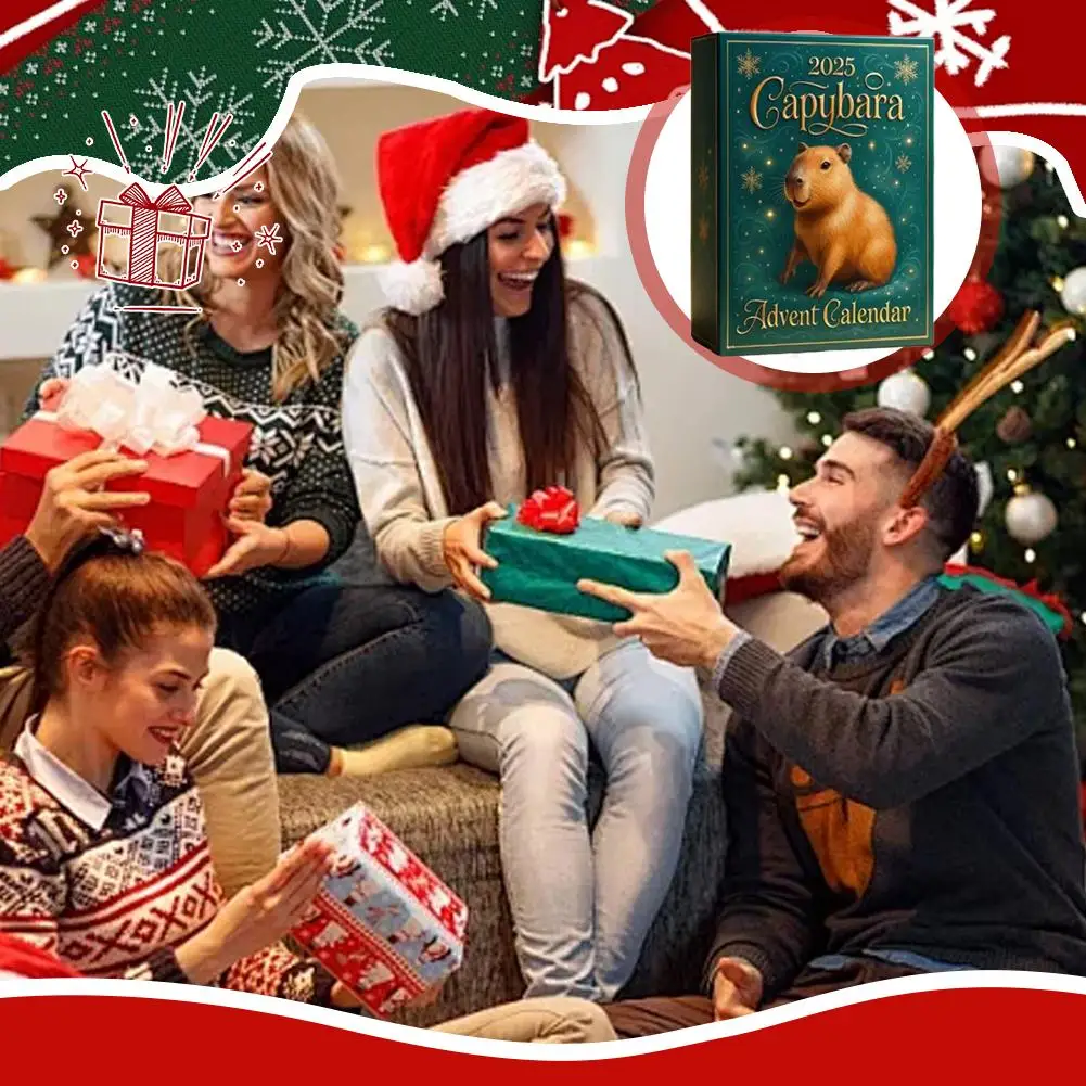 عيد الميلاد مجيء 2D الاكريليك كابيبارا قلادة 24 يوما عطلة كابيبارا زخرفة العد التنازلي التقويم لتزيين شجرة عيد الميلاد