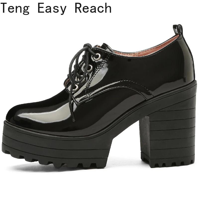 

Lace-up Pumps Shoes Woman Platform Punk High Heels Female Sexy Black White Beige Women's Heeled Round Toe Party Shoes Ladies