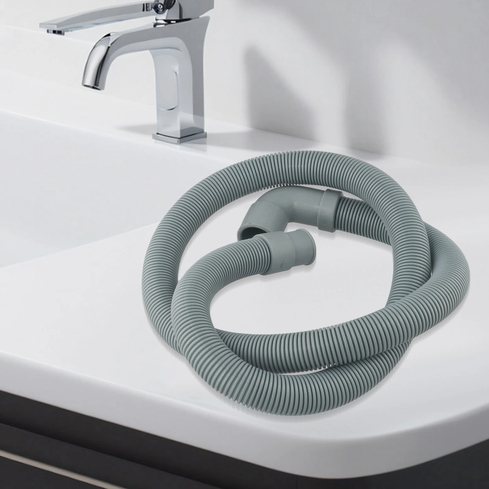 1/1.5/2M Washing Machine Dishwasher Drain Waste Hose Waste Outlet Discharge Hose PP Plastic Stretchable Drainage Flexible Hose