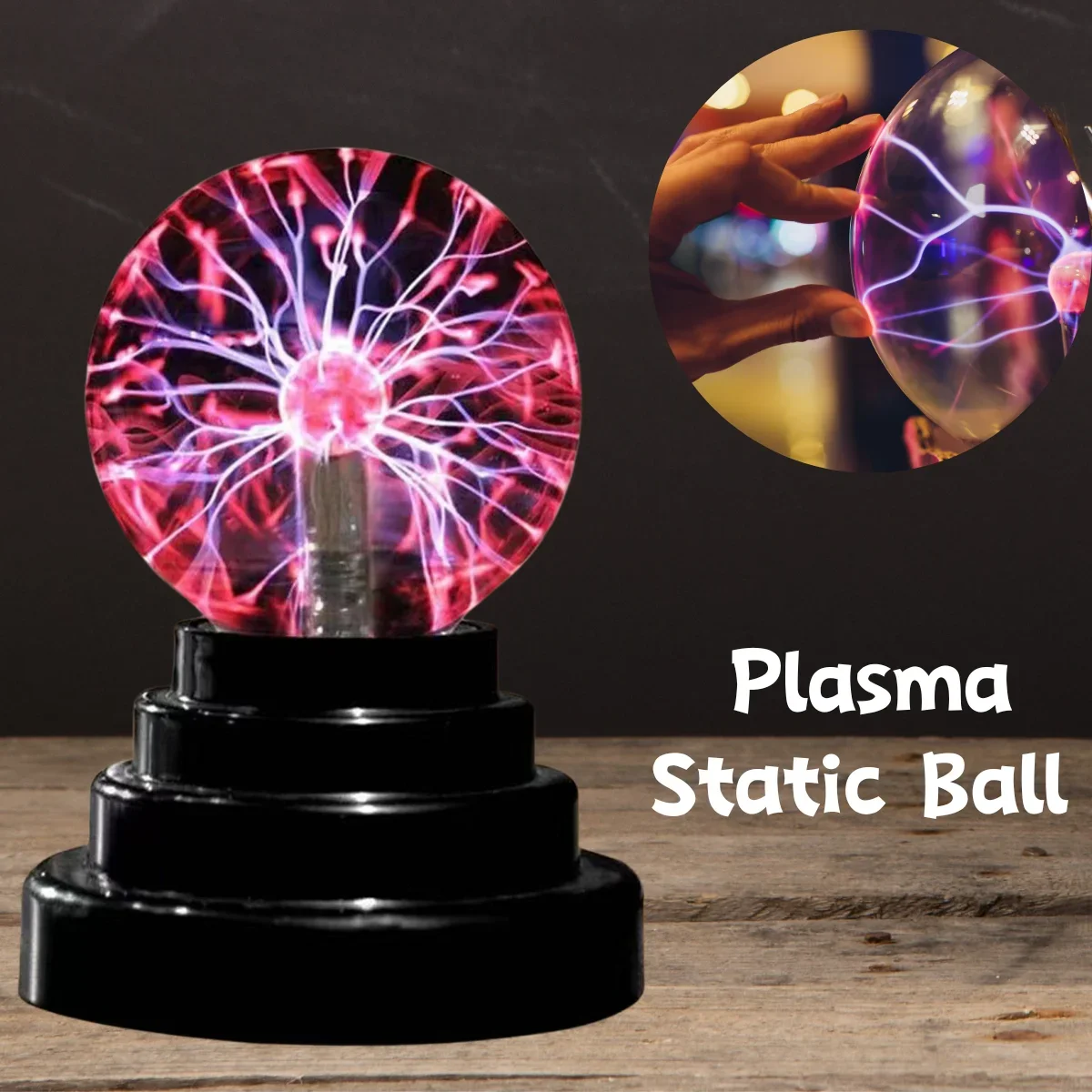 Touch Sensitive Plasma Ball Lamp - USB Powered Static Electricity Lamp for Gatherings, Home Decoration, and Science Education