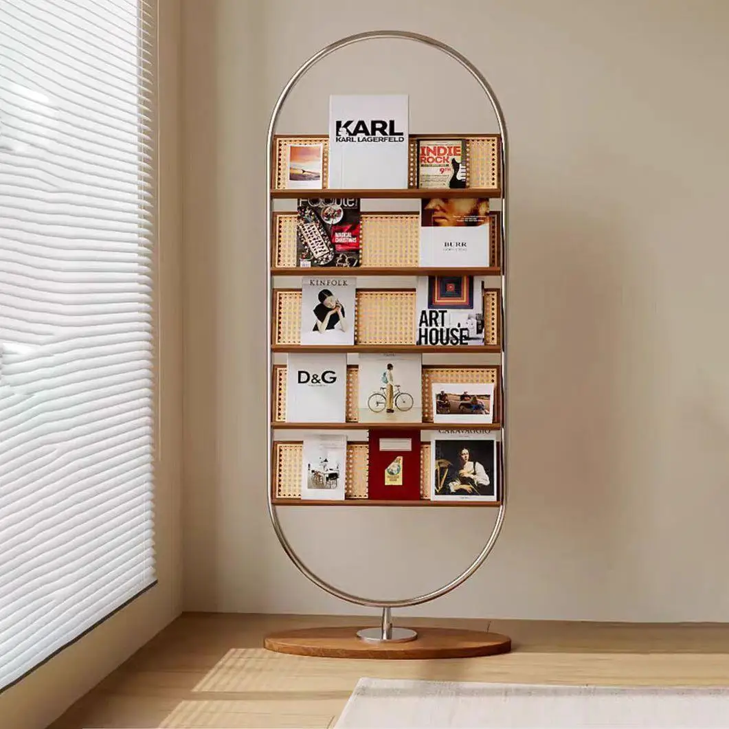 

Vintage Style Magazine Rack for Home Office Living Room Decorative Floor Standing Display Shelf Multifunctional Wooden