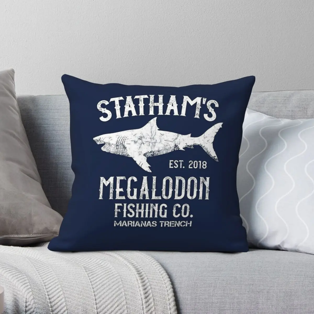 

The Meg Megalodon Shark Fishing Pillowcase Polyester Linen Velvet Creative Zip Decor Pillow Case Home Cushion Cover 18"