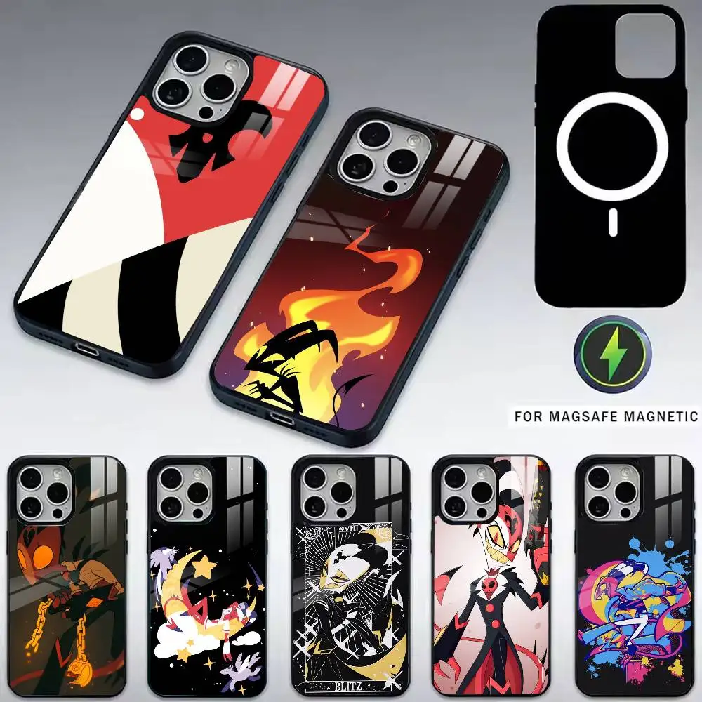 

B-Blitzo Hazbin H-Hotel-l Phone Case For iPhone17,16,15,14,13,12,11 Plus,Pro Magnetic For Magsafe Wireless Charging