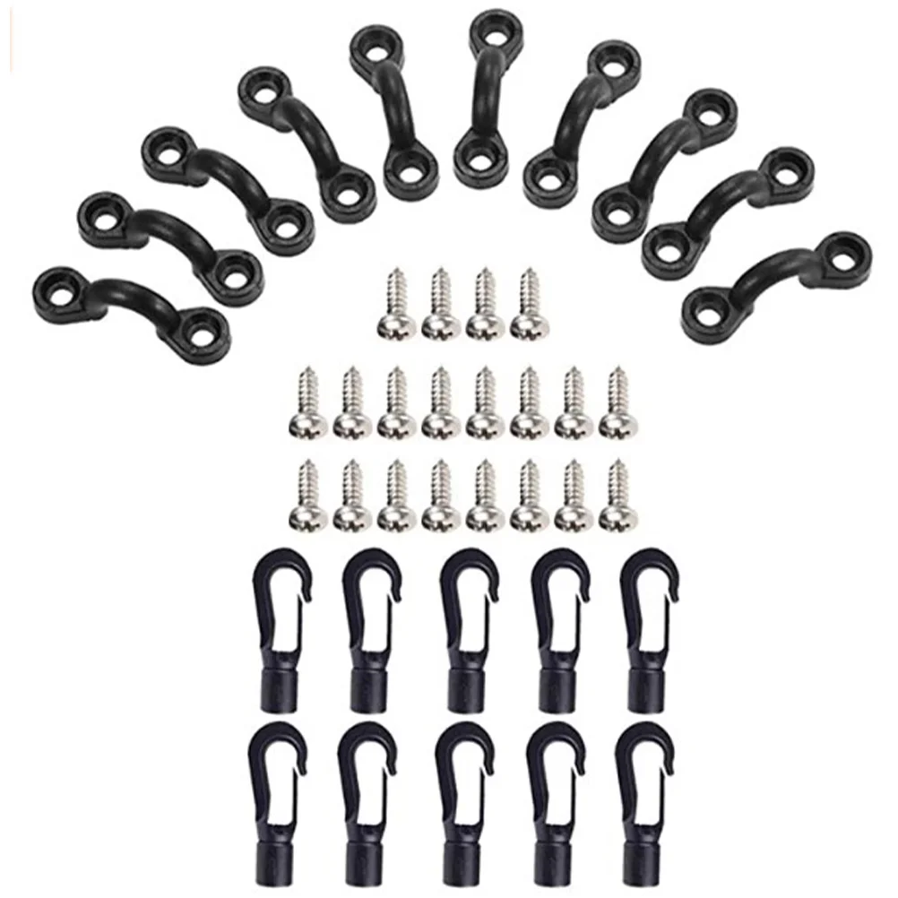 

10 Buckles with Screws 10 Elastic Hooks Nylon Kayak Accessories Boat Rope Buckle Outdoor Gear Lightweight Compact Size