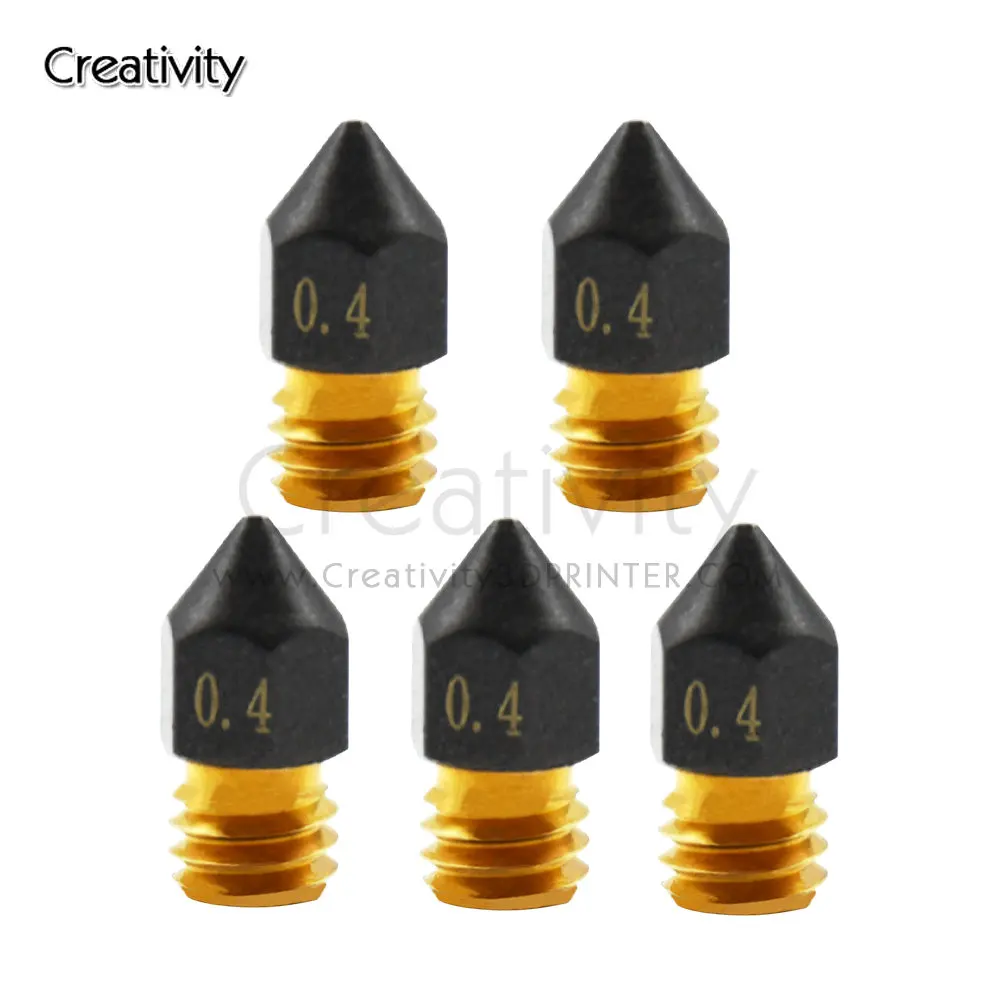 

MK8 Volcano Brass PTFE Coated Nozzle Non Stick Filament 0.2/0.4/0.6/0.8/1.0mm For Ender3/CR103 Extruder Head nozzle 3d printer