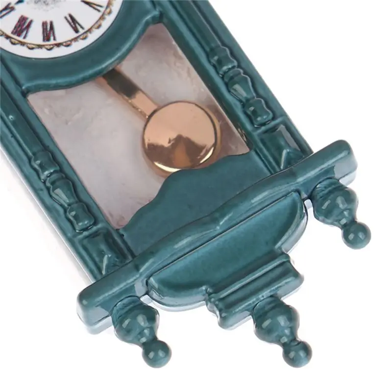 Ekologiczny - 1 szt. 1/12 Rekwizyty do scenek domowych Miniaturowy Retro Rzymski Zegar Wiszący Zegar Dekoracja do Salonu Domek dla Lalek Akcesoria