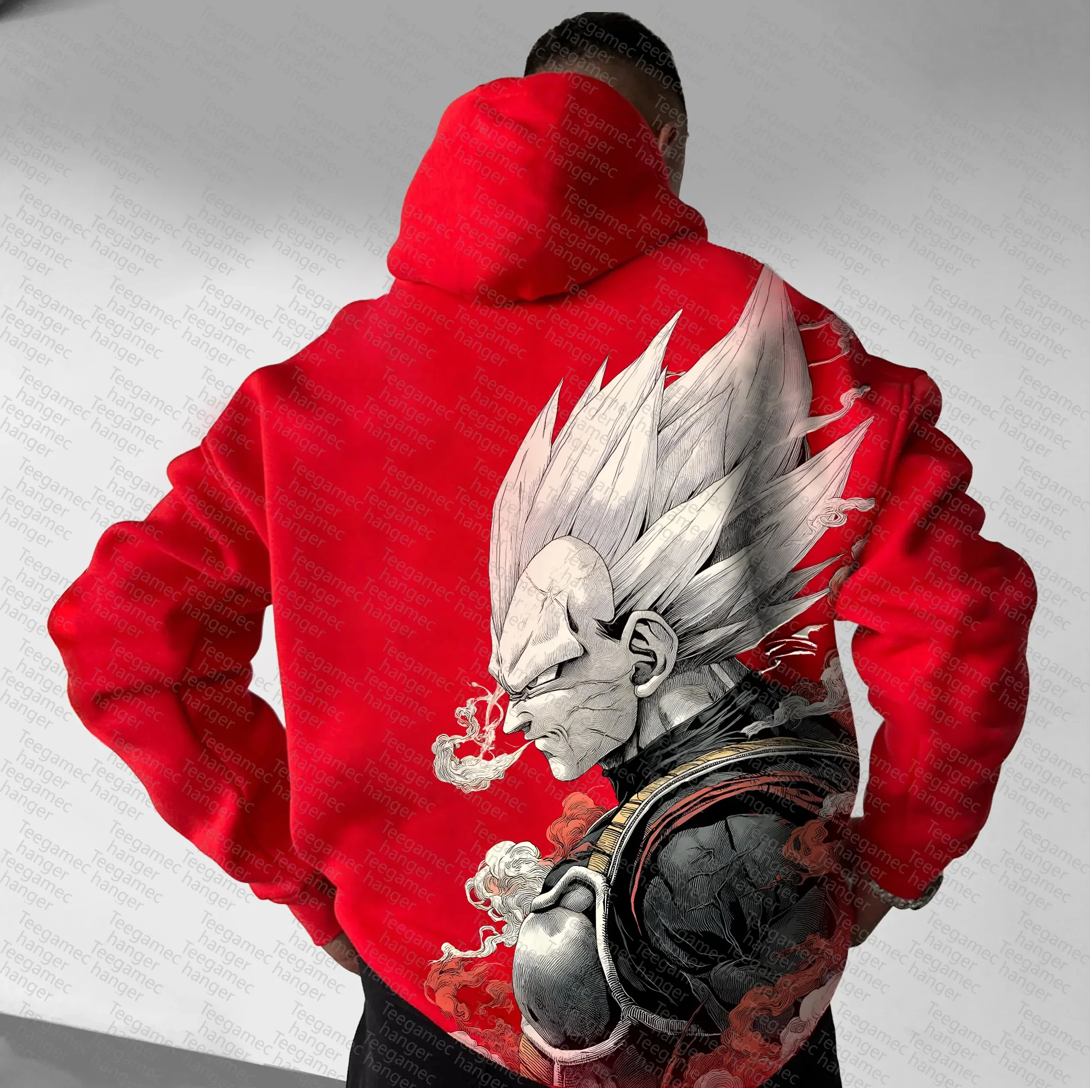 لعبة دراغون بول هوديي أسود الرجال النساء 2025 الشتاء القطن البلوز غوكو هالة البرتقال هالة تأثير Pk التنين كم النص الخلفي كبير #3