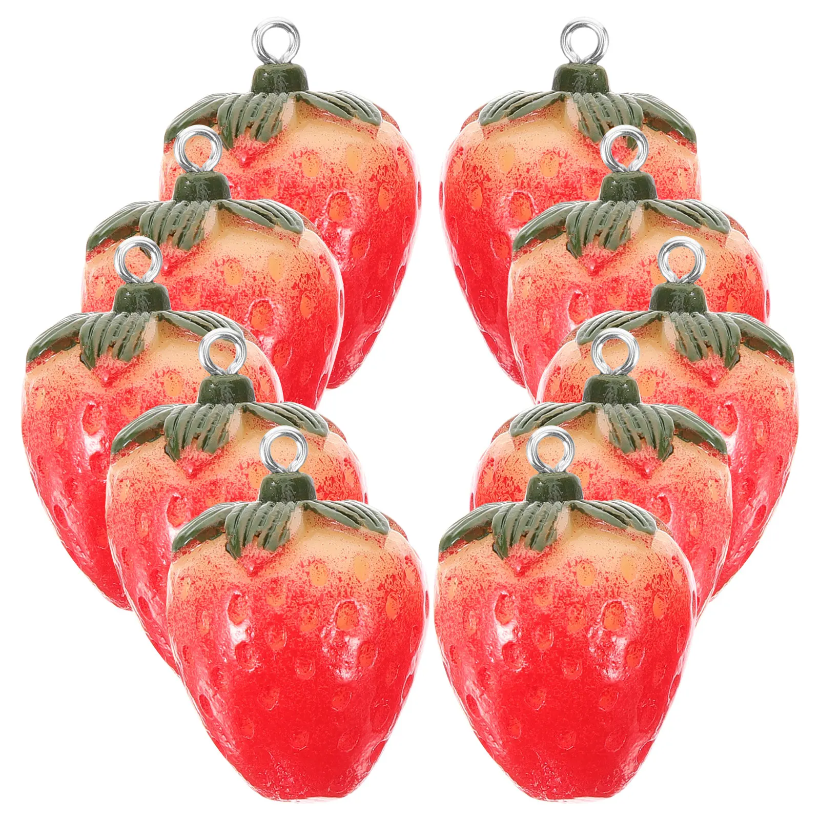 

10 Pcs Necklace Strawberry Resin Jewelry Ornament Strawberries Charms Earring for Jewellery Making